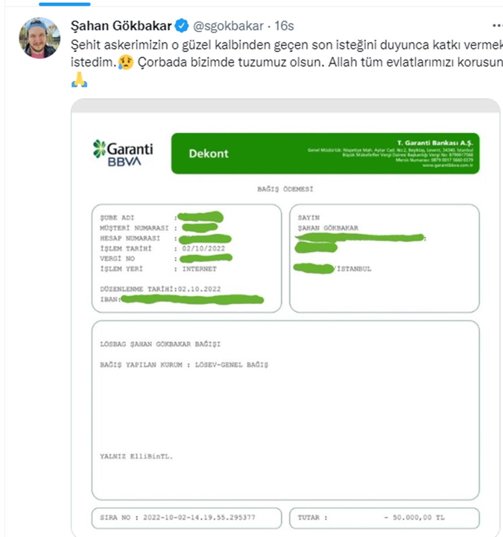 Şahan Gökbakar'dan Şehit Yusuf Ataş'ın vasiyetine verdiği dekontlu desteğe tepki - 3