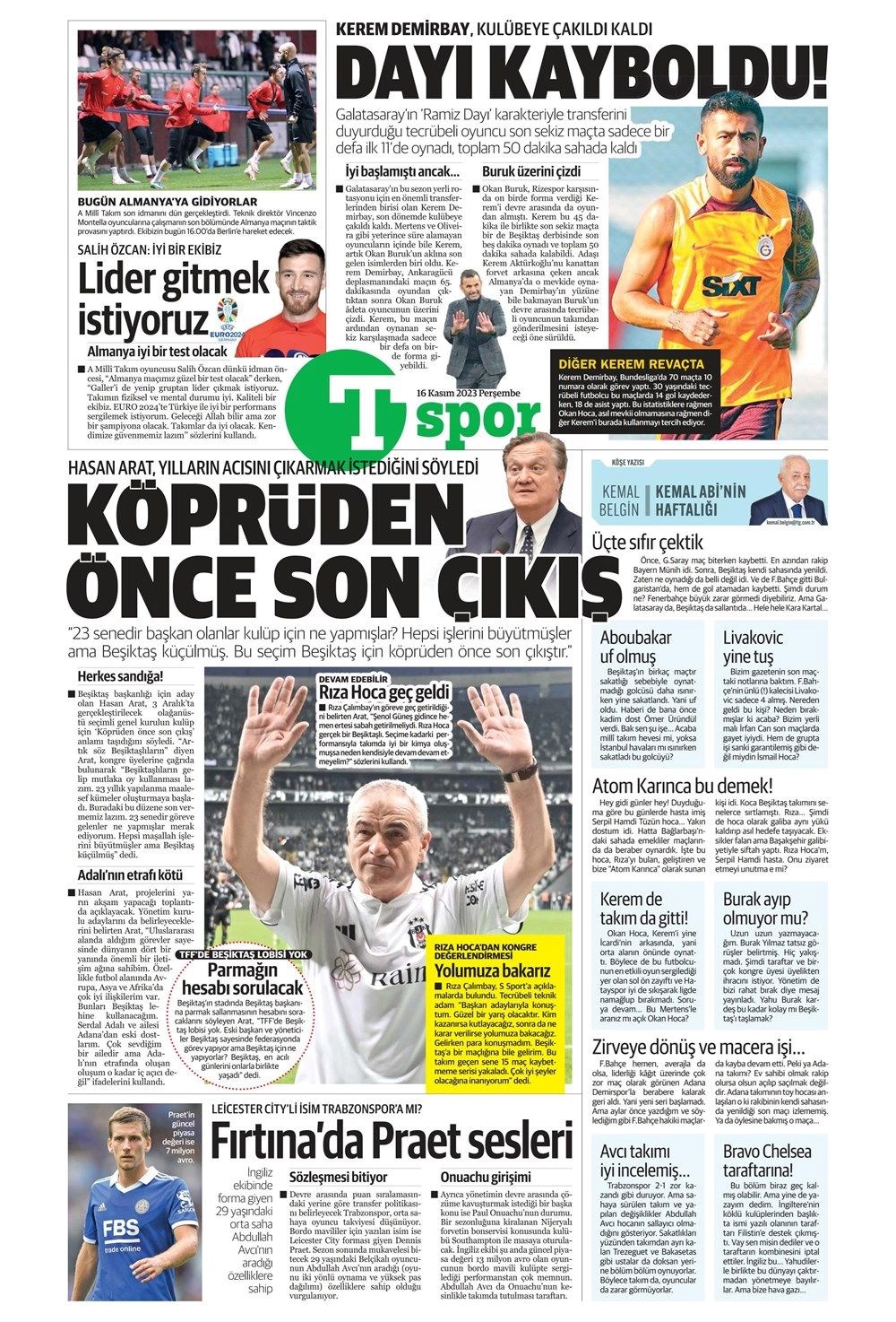 "Burak Yılmaz'ı ihraç edin" (16 Kasım 2023 spor manşetleri) - 1