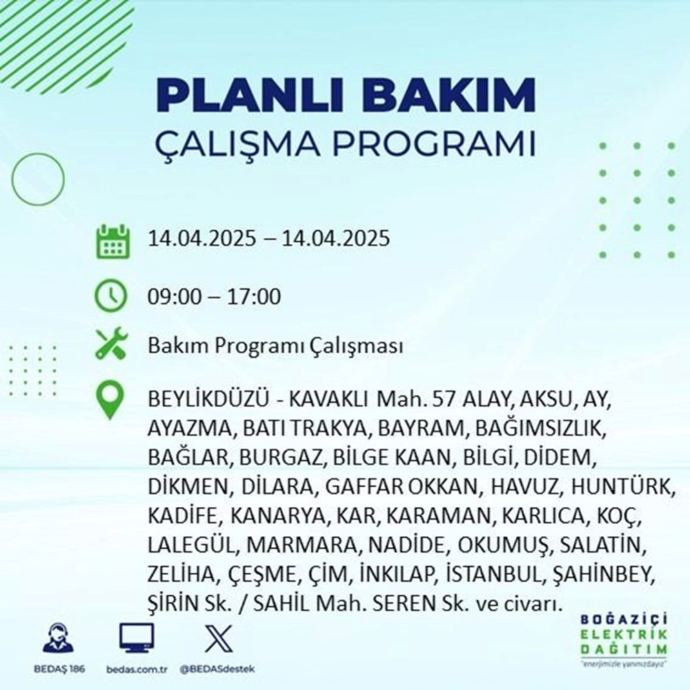 İstanbul'un 23 ilçesinde elektrik kesintisi: Elektrikler ne vakit gelecek? 9 saat sürecek (14 Nisan BEDAŞ kesinti programı) 108 X6ixM 5DPkaHJFUnghSwHw