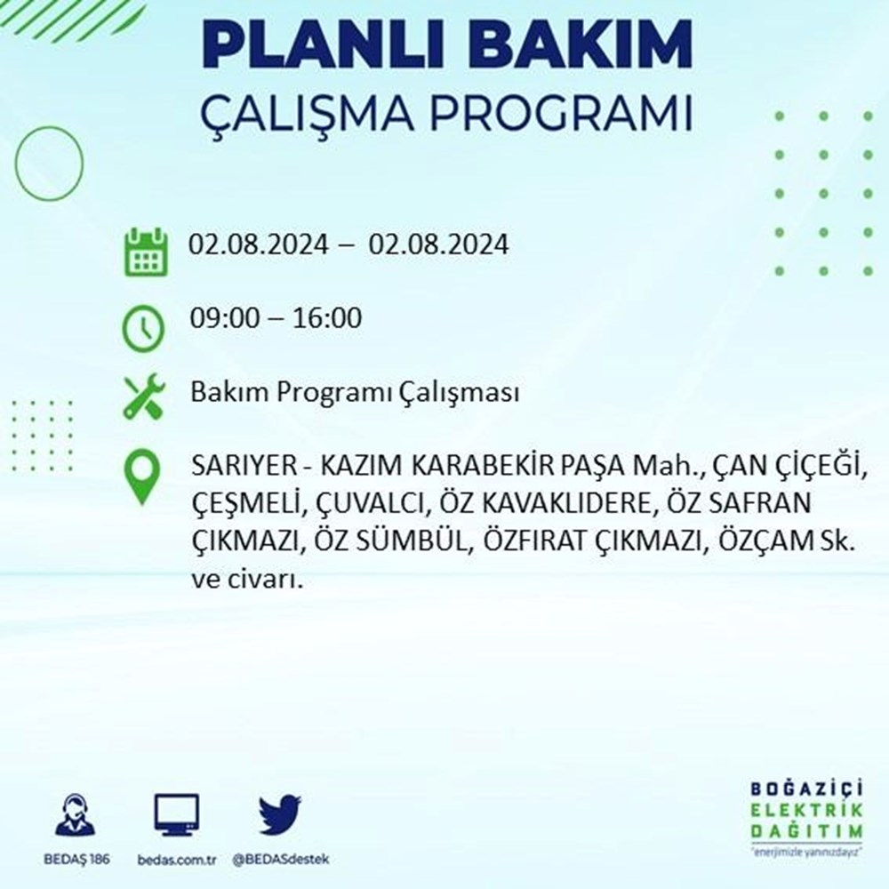 İstanbul'un 22 ilçesinde elektrik kesintisi: Elektrikler ne zaman gelecek? (2 Ağustos BEDAŞ kesinti programı) - 49