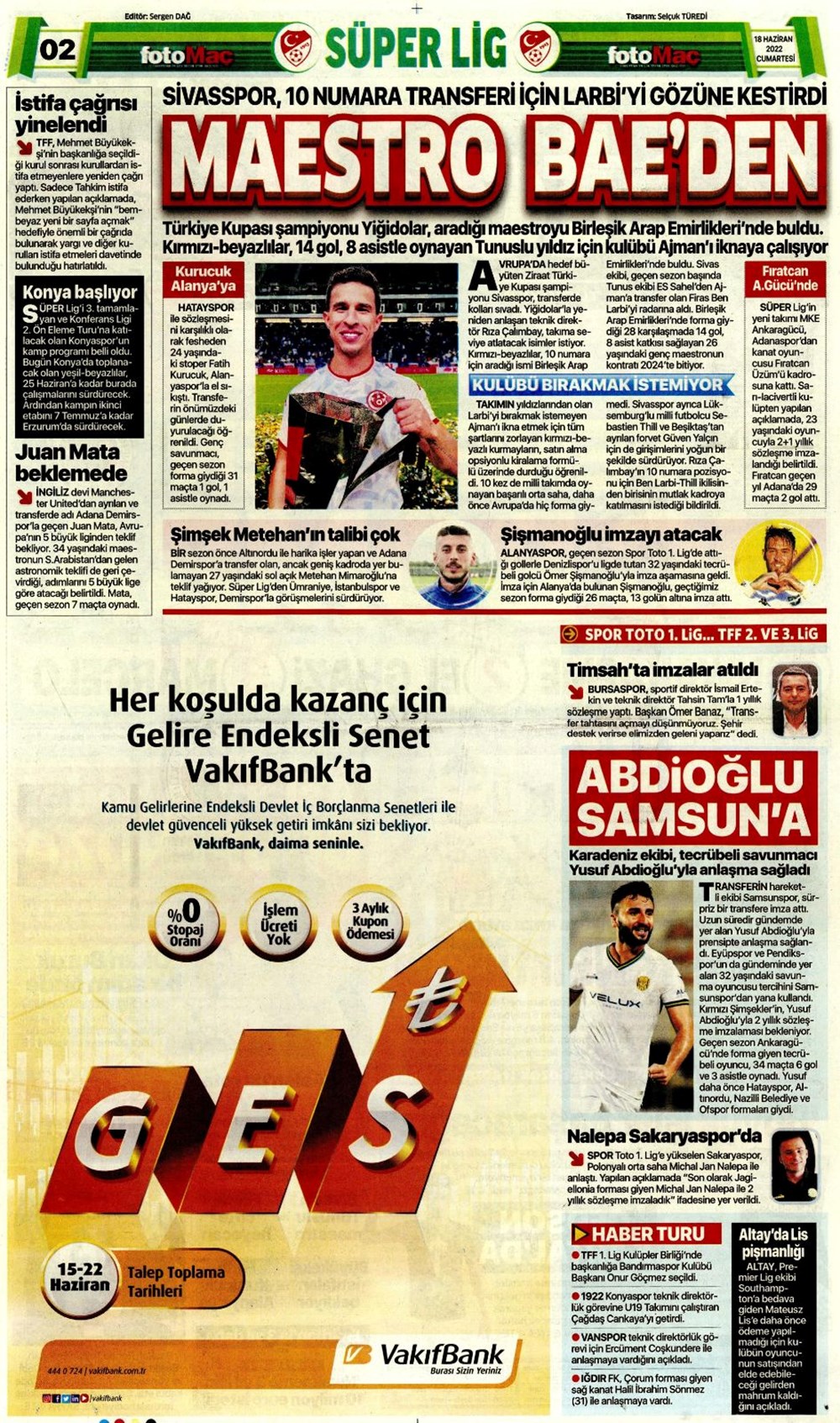 Günün spor manşetleri (18 Haziran 2022) - 6
