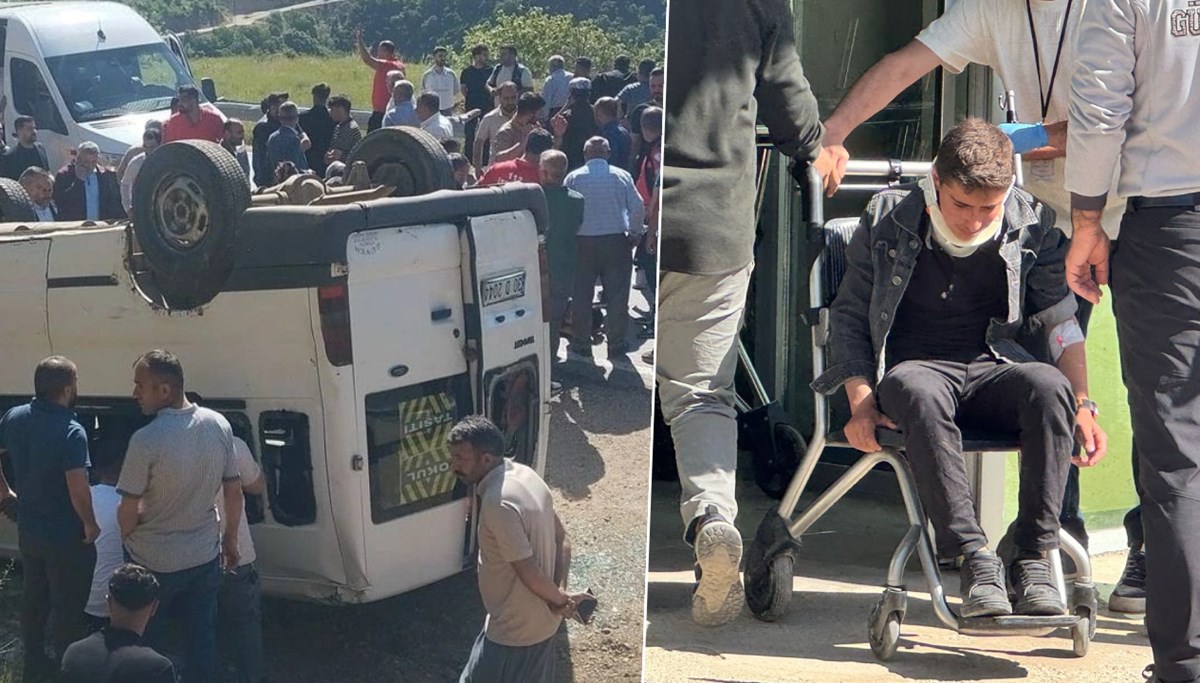 Lise servisi kaza yaptı: 13'ü öğrenci 14 yaralı Lise servisi kaza yaptı: 13'ü öğrenci 14 yaralı