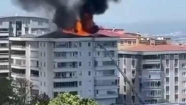 6 katlı binada korkutan yangın