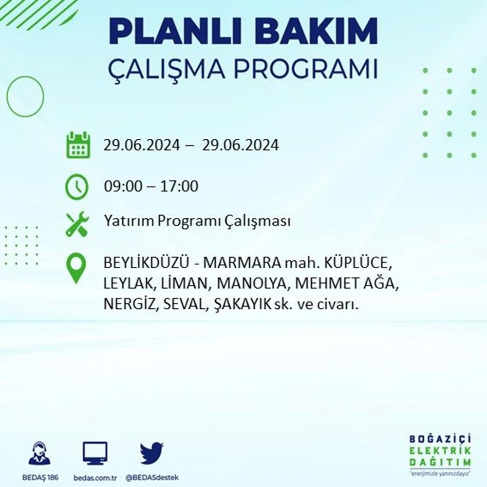 İstanbul'un 11 ilçesinde elektrik kesintisi: Elektrikler ne zaman gelecek? (BEDAŞ 29 Haziran elektrik kesintisi programı) - 5