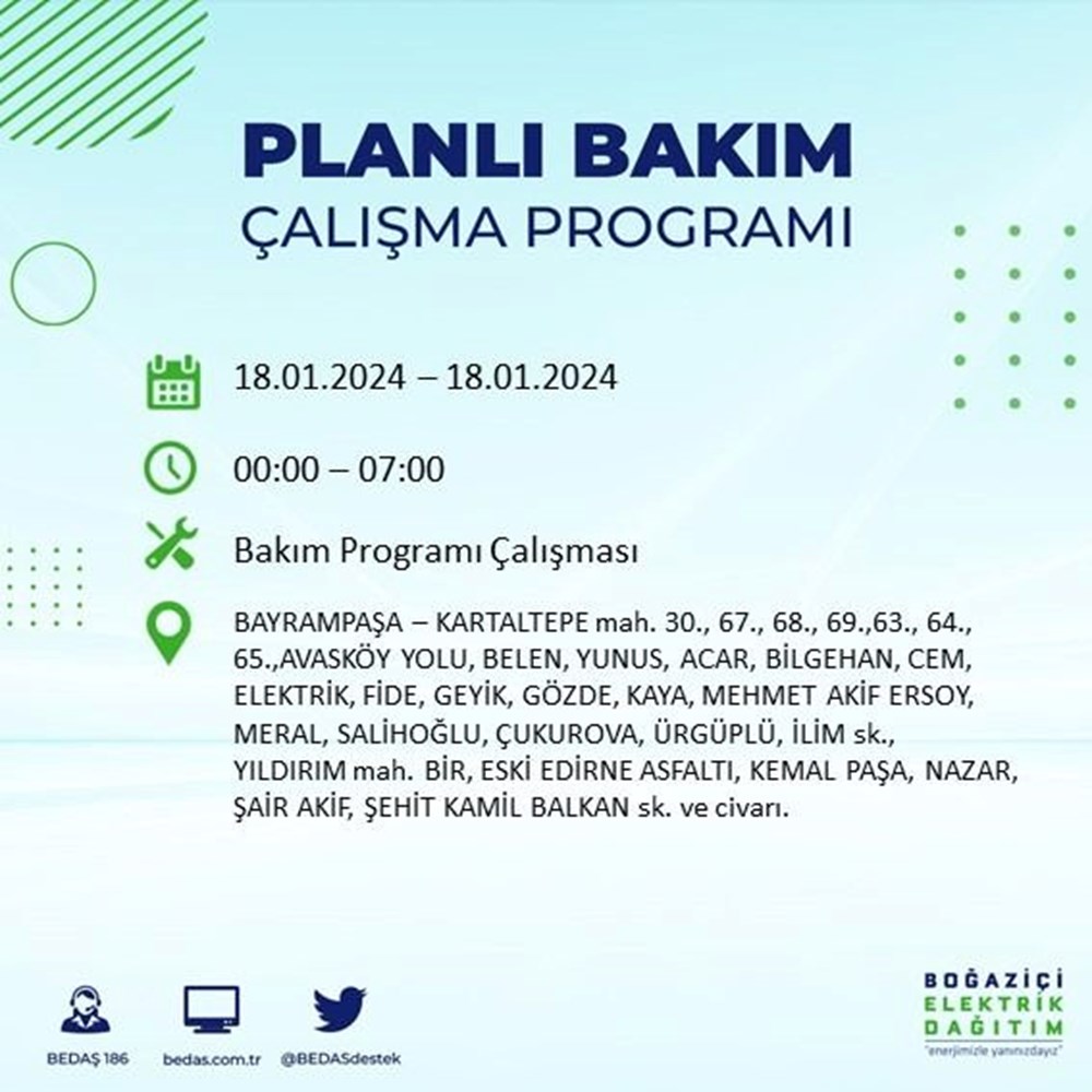 İstanbul'un 17 ilçesinde elektrik kesintisi: Elektrikler ne zaman gelecek? (18 Ocak BEDAŞ kesinti programı) - 13