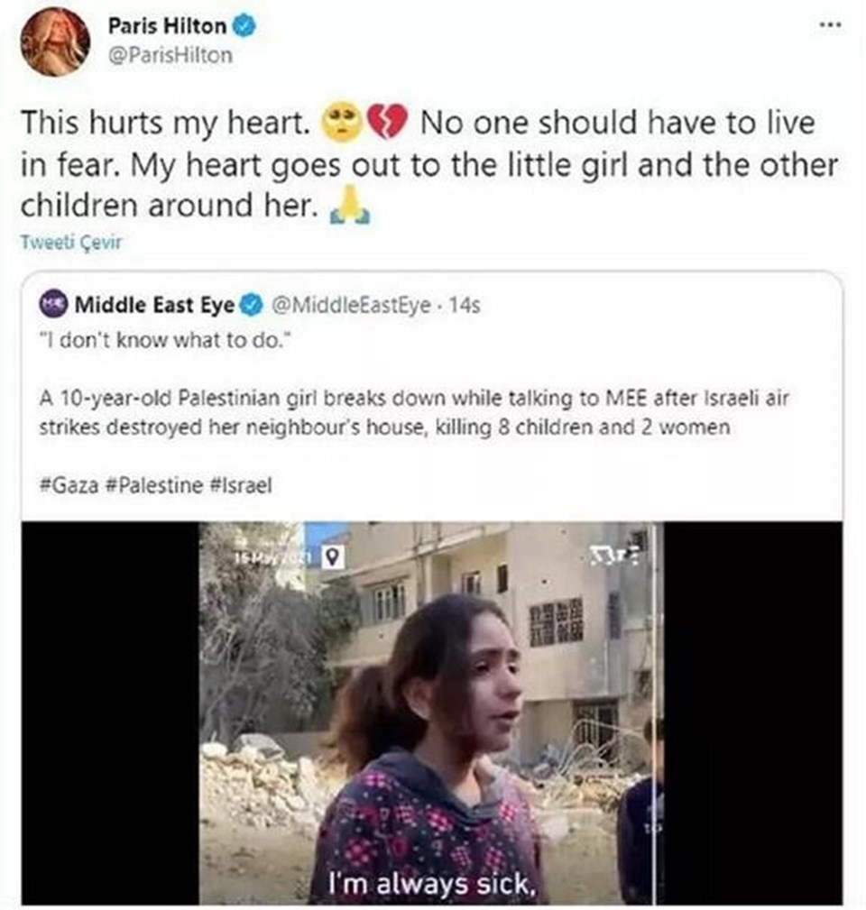 Paris Hilton İsrail'e tepki gösterdiği tweet'i sildi - 1