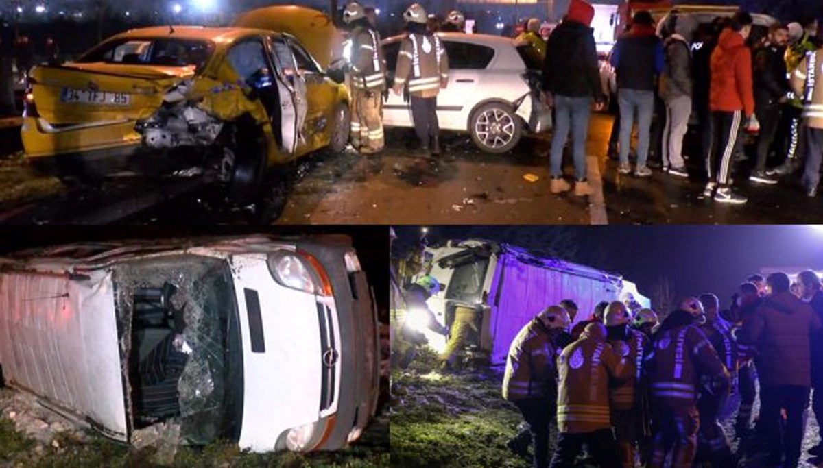 TEM'de zincirleme kaza: 7 araç çarpıştı, 4 kişi yaralandı