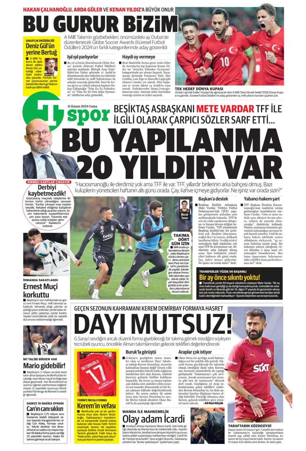 "Fener'e yıldız yağmuru" (15 Kasım 2024 spor manşetleri) - 12