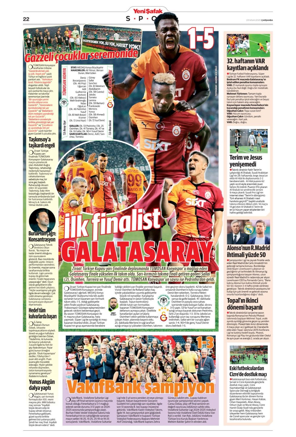 "Aslan finale kükredi" (23 Nisan 2025 spor manşetleri) - 34