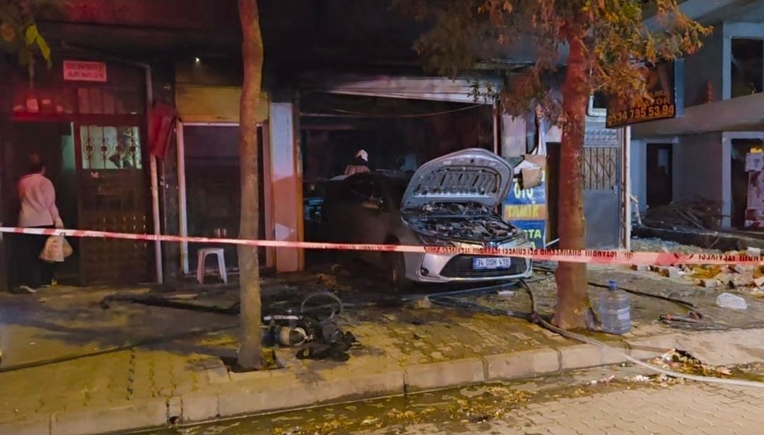 Bahçelievler'de oto tamirhanesinde yangın: Kaynak makinesi patladı