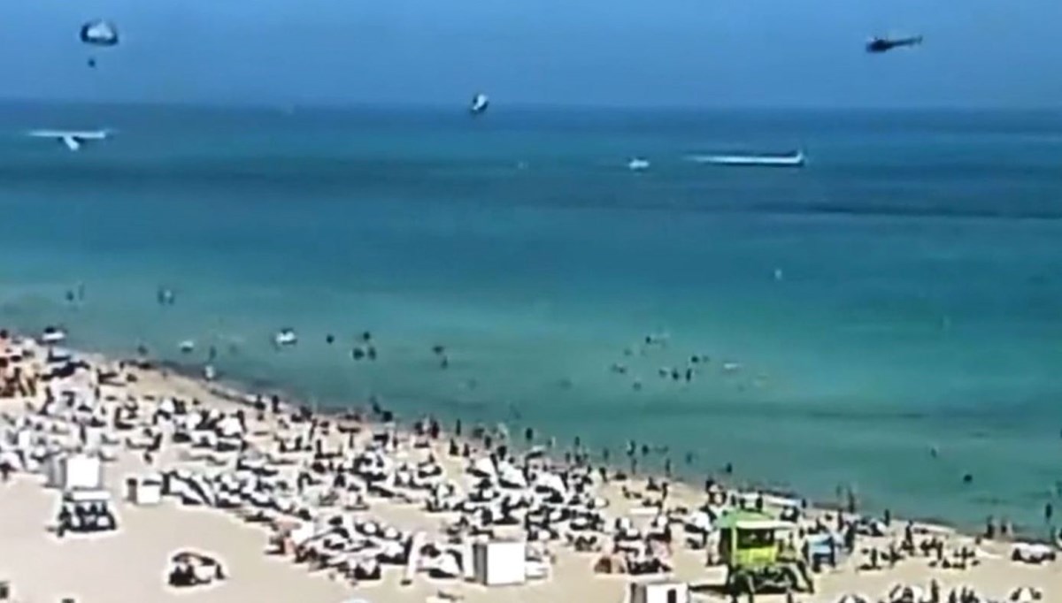 Miami sahiline helikopter düştü: 2 yaralı