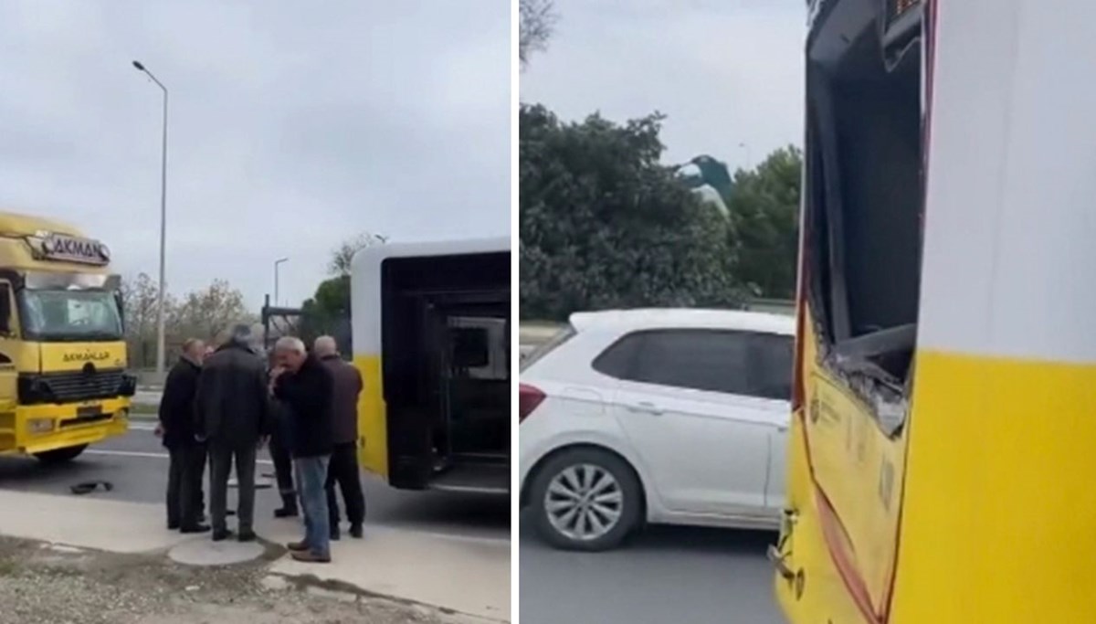 İETT otobüsüne kamyon çarptı