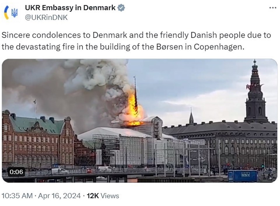 Kopenhag’daki tarihi borsa binasında yangın - 1