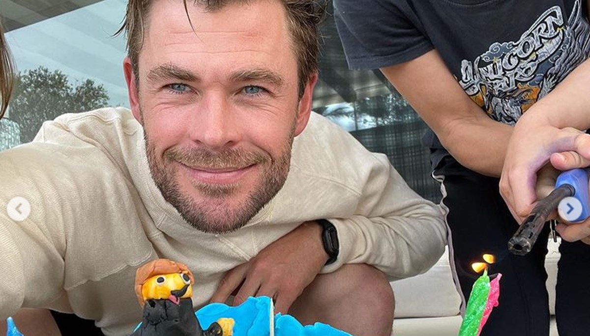 Chris Hemsworth'e çocuklarından doğum günü pastası