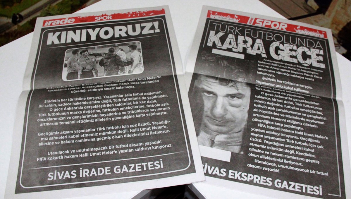 Sivas’ta yerel gazeteler spor sayfalarını kararttı