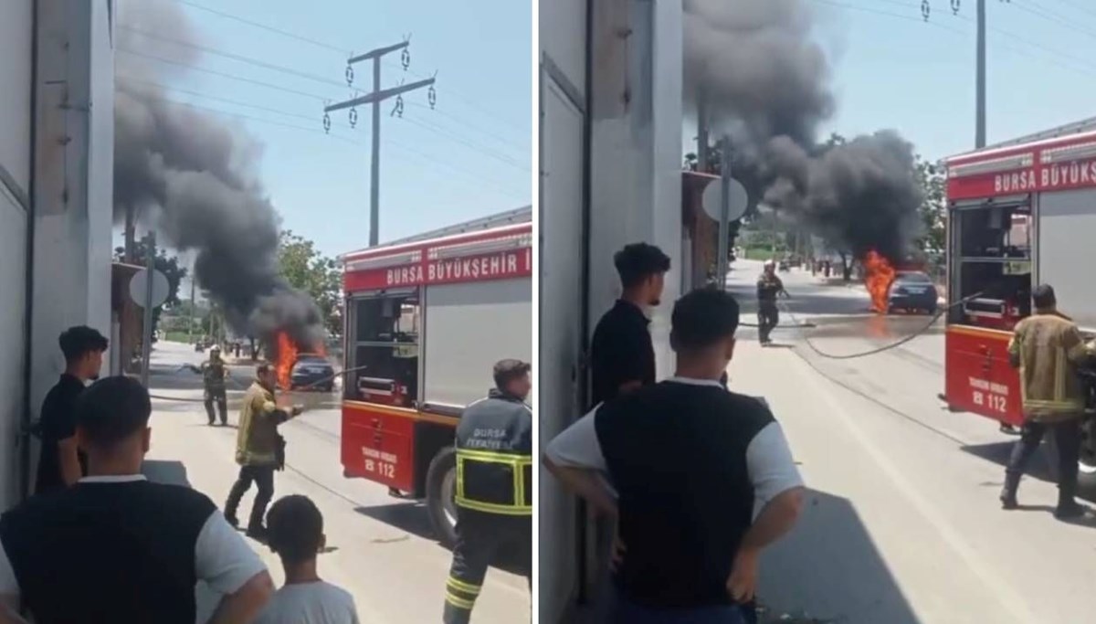 Seyir halindeki otomobil alev aldı Seyir halindeki otomobil alev aldı