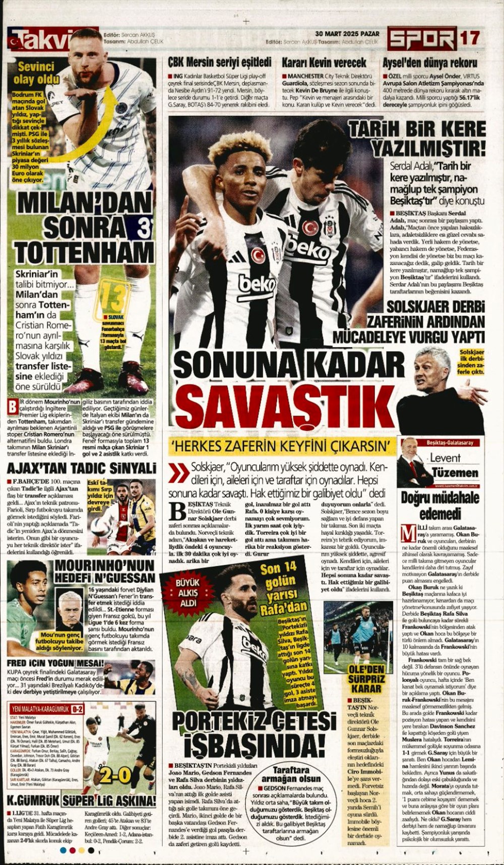 "Zirveye Kartal pençesi" (30 Mart 2025 spor manşetleri) - 12