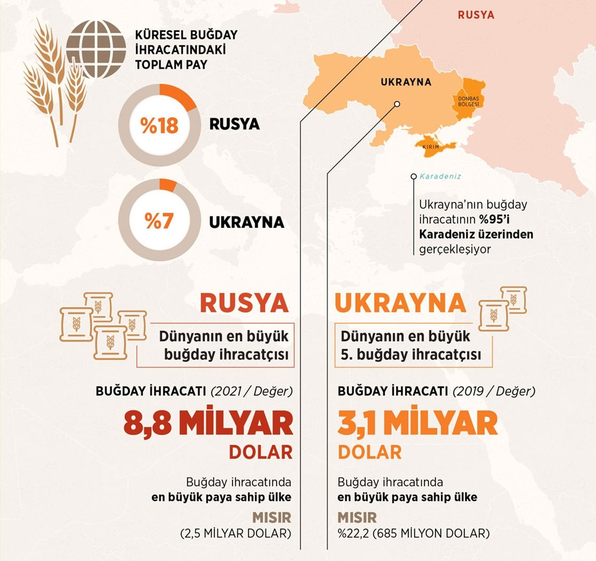 Küresel buğday piyasasında Ukrayna ve Rusya