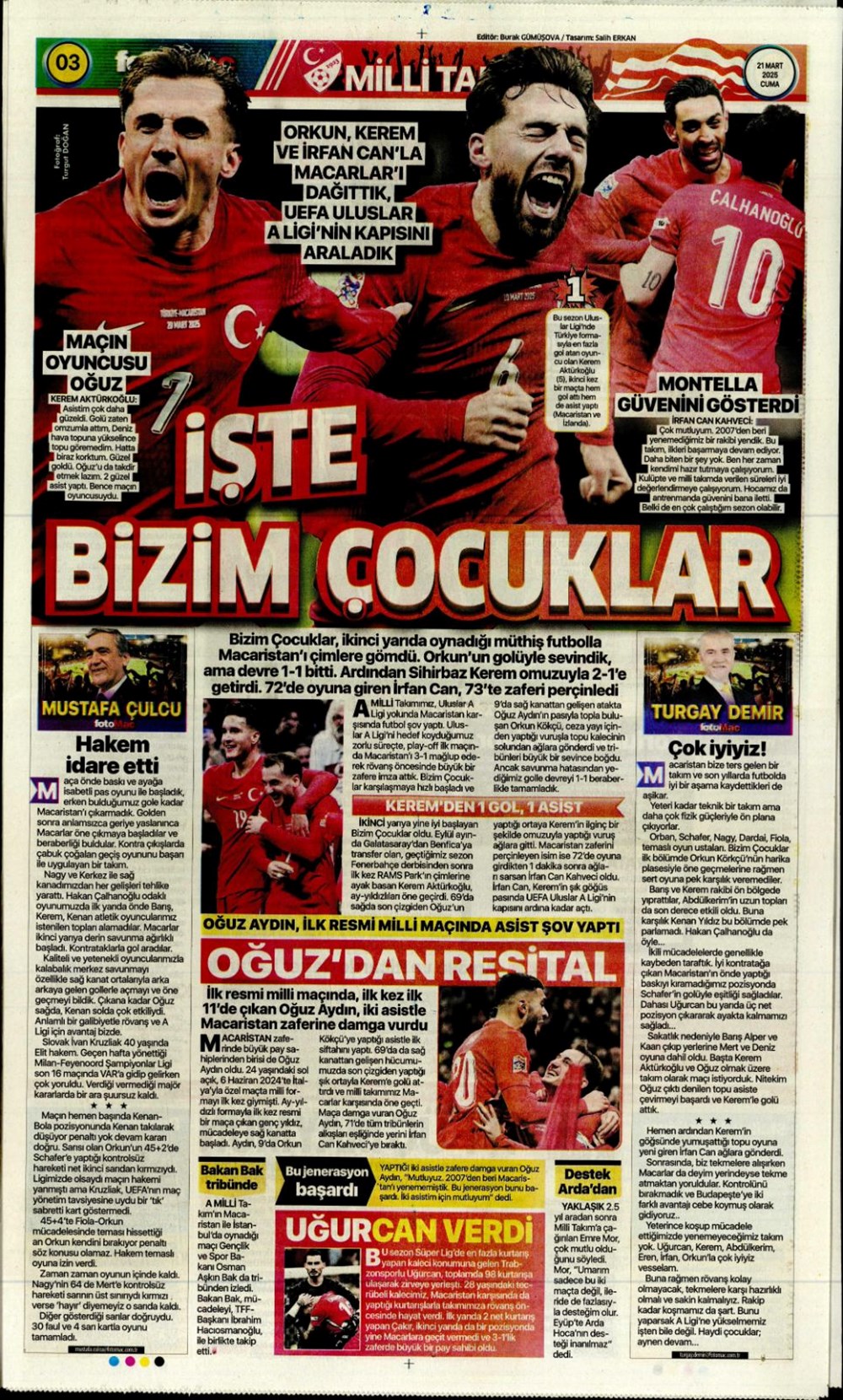 "İşte bizim çocuklar" (21 Mart 2025 spor manşetleri) - 4