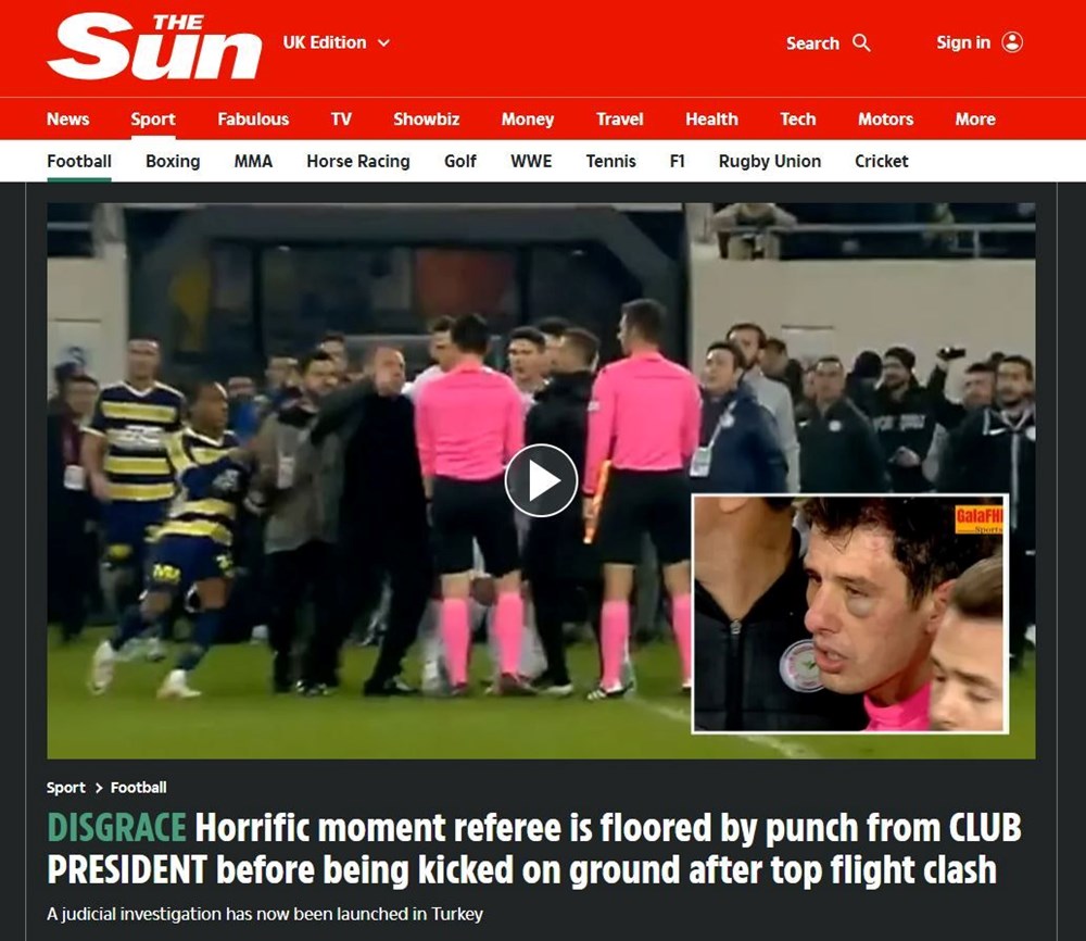Türk futbolunun utanç gecesi | Hakeme yumruklu saldırı dünya basınında - 2