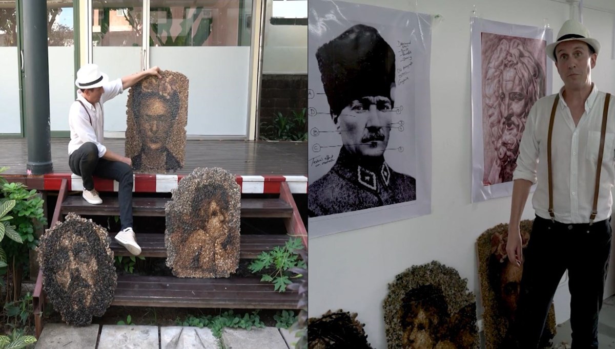 Taşlardan sanat eseri: Tanınmış kişilerin portrelerini yapıyor
