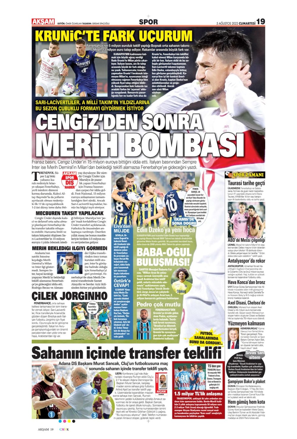 "Fener'e yıldız yağmuru" | 5 Ağustos 2023 spor manşetleri - 2