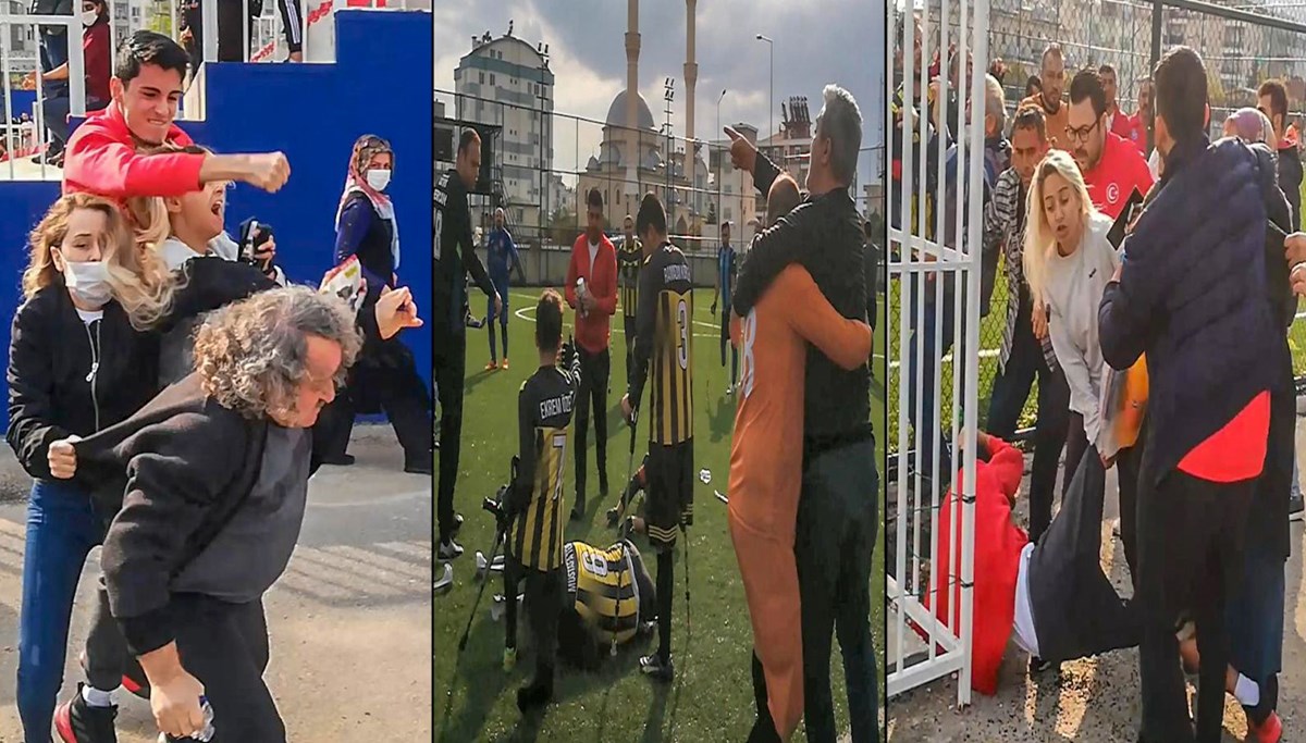 Ampute Ligi maçında ortalık savaş alanına döndü
