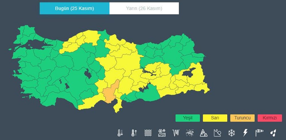 Meteoroloji'den 32 il için sarı ve turuncu kodlu uyarı (Bugün hava nasıl olacak?) - 4