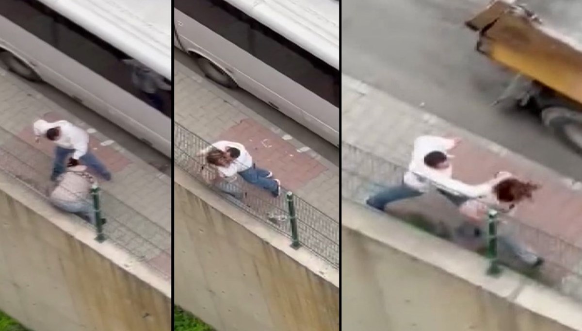 Eski eşini sokak ortasında dövdü