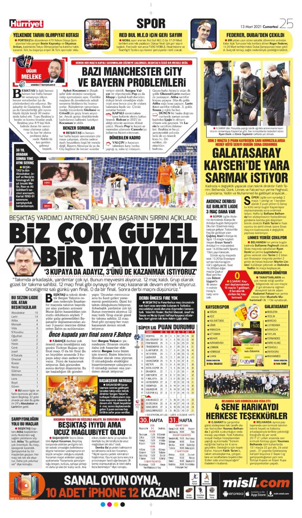 Günün spor manşetleri (13 Mart 2021) - 9