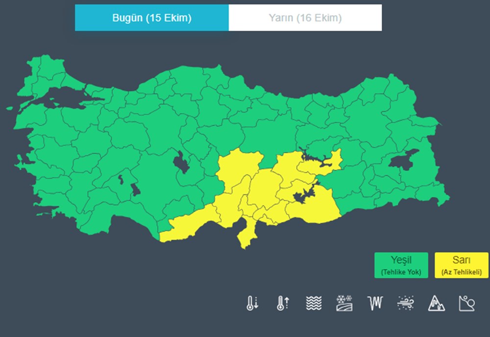 12 il için kuvvetli yağış ve toz taşınımı uyarısı (Bu hafta hava nasıl olacak?) - 9