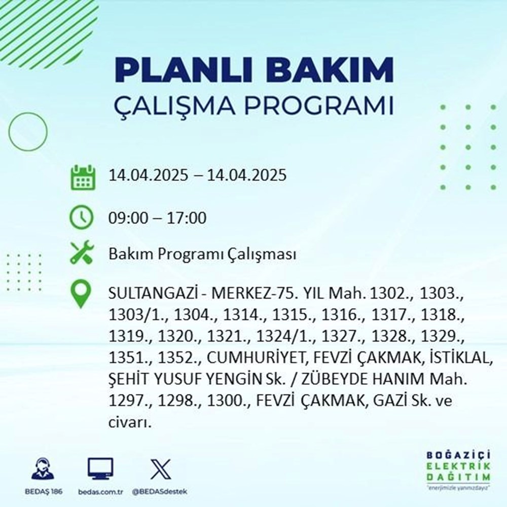 İstanbul'un 23 ilçesinde elektrik kesintisi: Elektrikler ne vakit gelecek? 9 saat sürecek (14 Nisan BEDAŞ kesinti programı) 167 ZAIyJ2Z PU 0f0IGpWo ZA