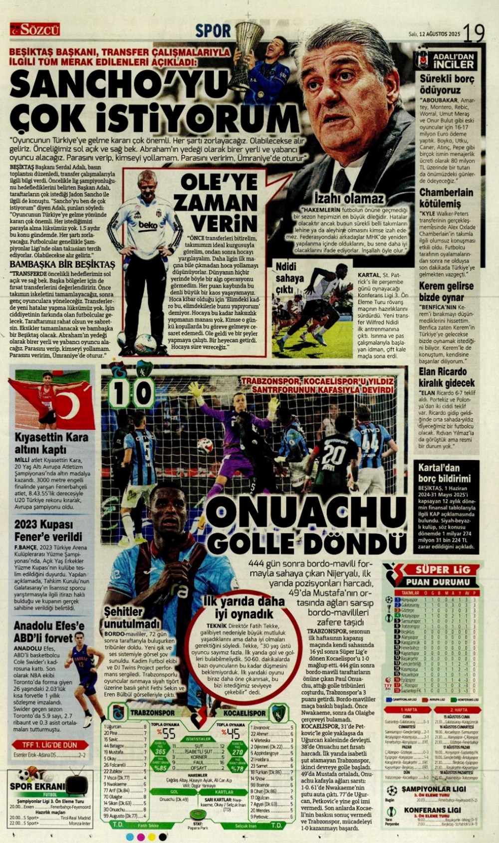 "Altyapıya Osimhen menüsü" (12 Ağustos spor manşetleri) - 22