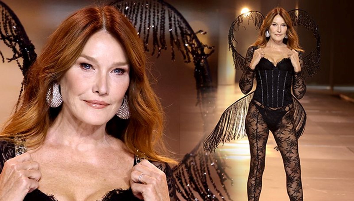 56 yaşındaki Carla Bruni ilk kez Victoria’s Secret defilesinde yürüdü