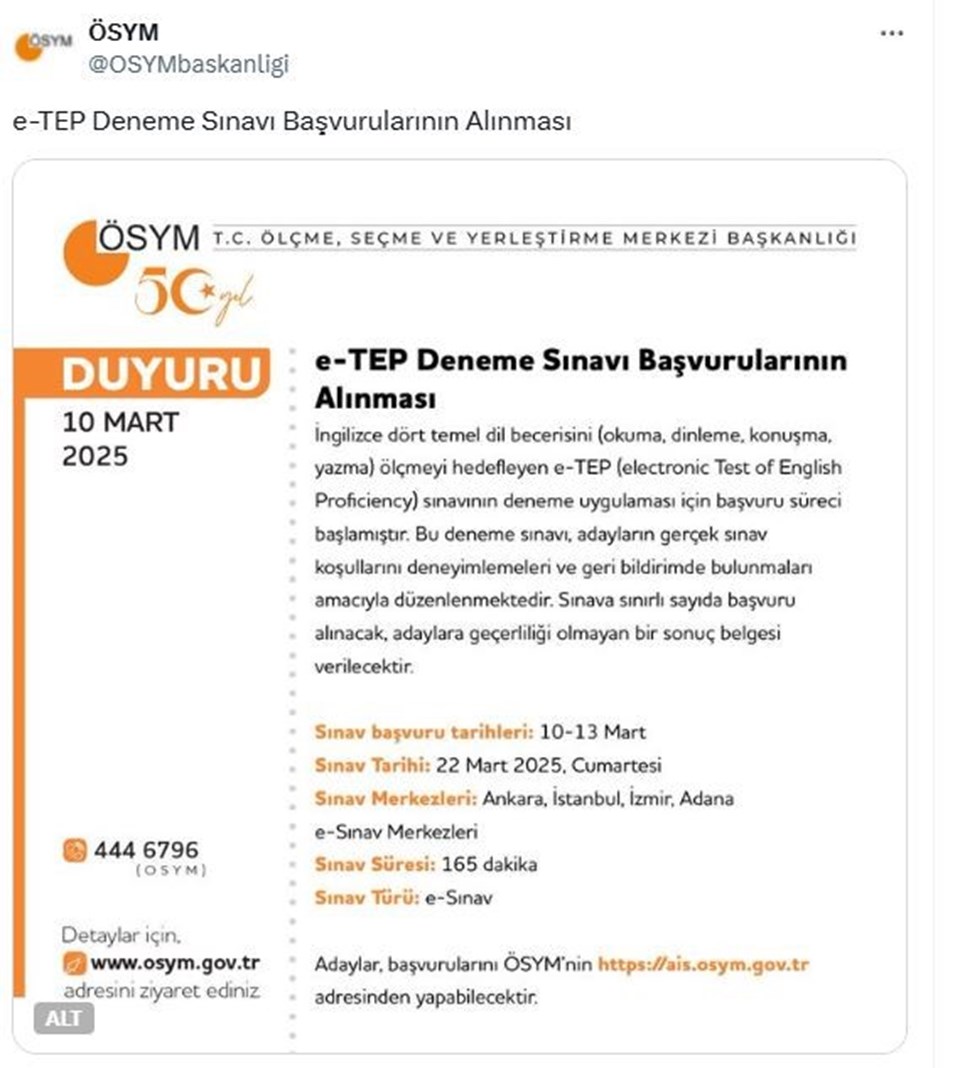 ÖSYM'den e -TEP deneme sınavı başvuru duyurusu: e -TEP nedir? - 1