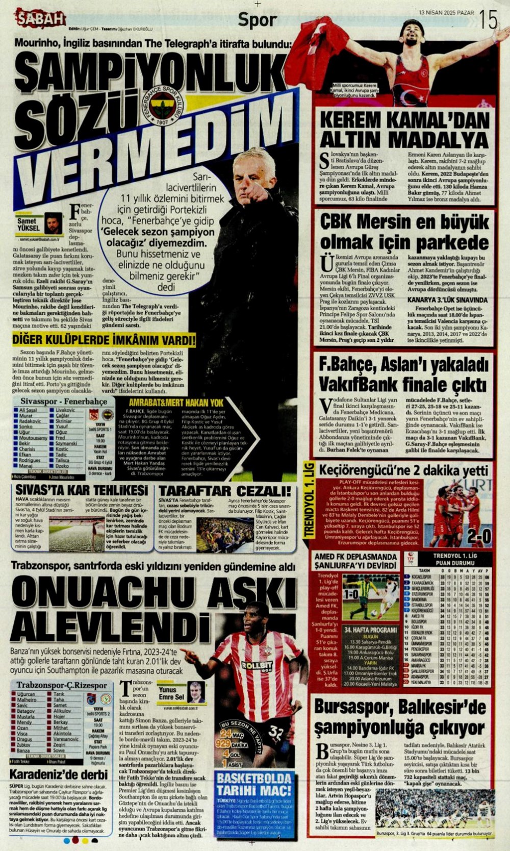 "Kartal ağır yaralı" (13 Nisan 2025 spor manşetleri) - 27