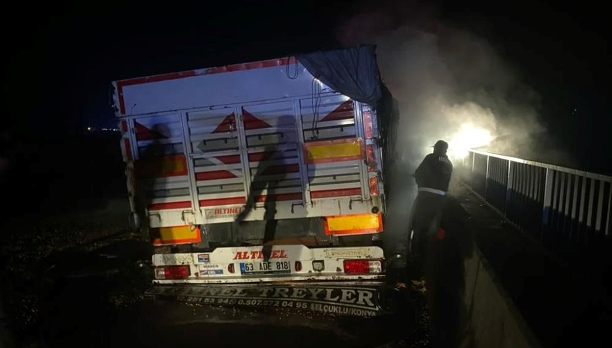 Osmaniye'de mısır taşıyan TIR alev alev yandı