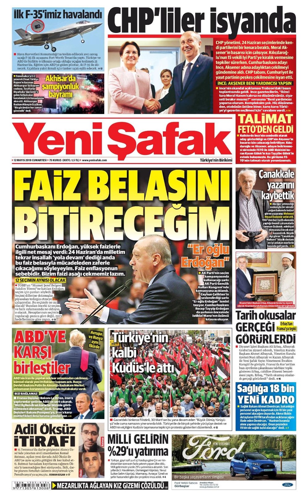 Günün gazete manşetleri 12 Mayıs 2018 Son Dakika Türkiye Haberleri