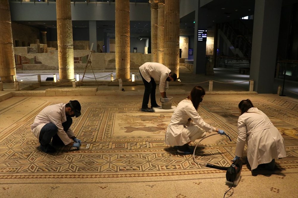 Zeugma Mozaik Müzesi'ndeki eserler, cerrah hassasiyetiyle temizlenerek geleceğe aktarılıyor - 2