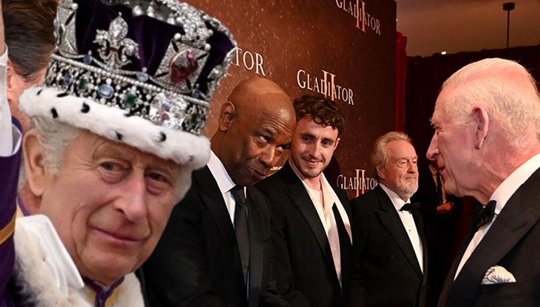 "Yılın filmi" Gladyatör 2'nin galasına Kral Charles da katıldı