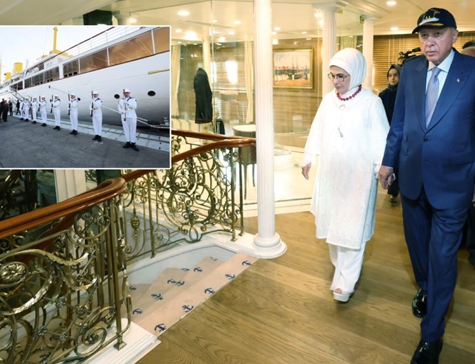 Cumhurbaşkanı Erdoğan, eşi Emine Erdoğan ile Savarona yatını ziyaret etti