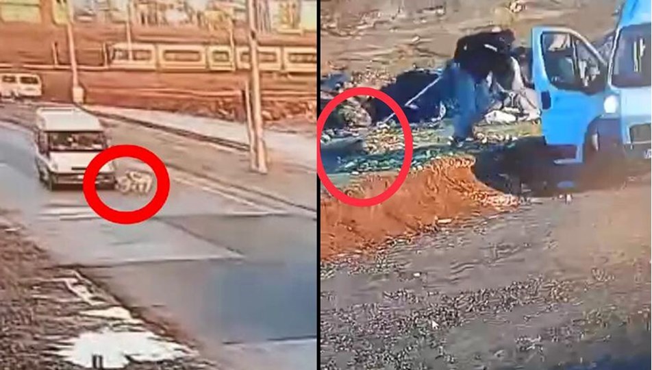 Minibüs çarptı belediye sürükledi