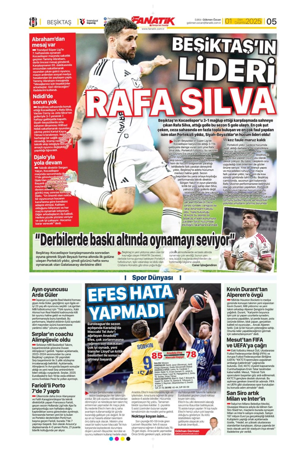 "Adı Aslan, işi destan" (1 Ekim 2025 spor manşetleri) - 6