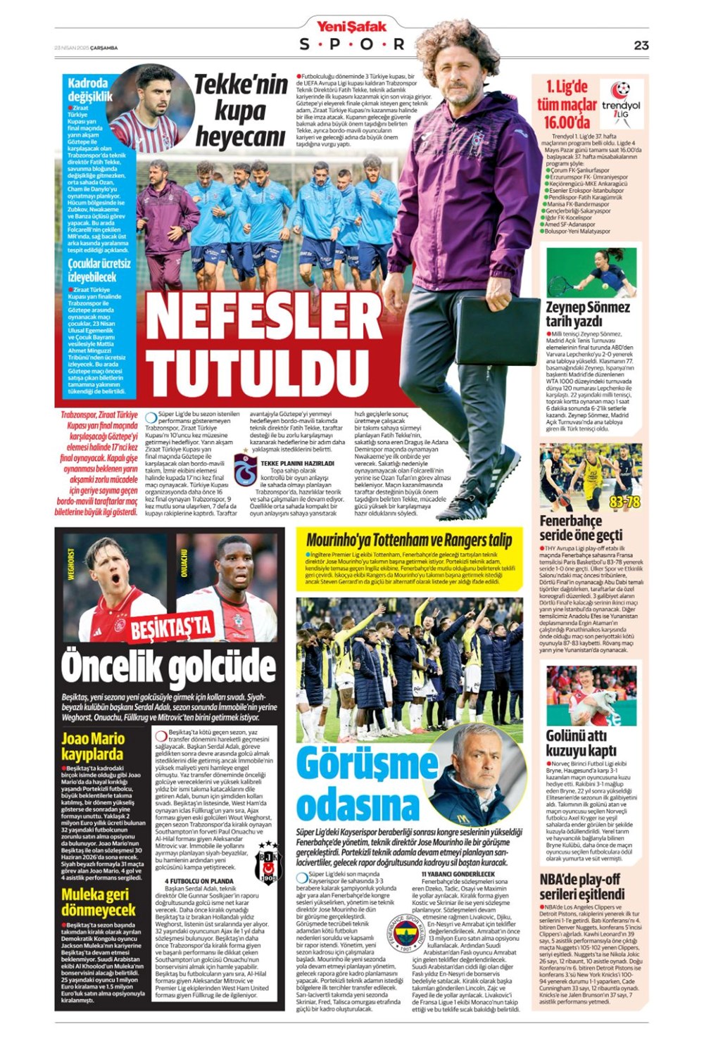 "Aslan finale kükredi" (23 Nisan 2025 spor manşetleri) - 35