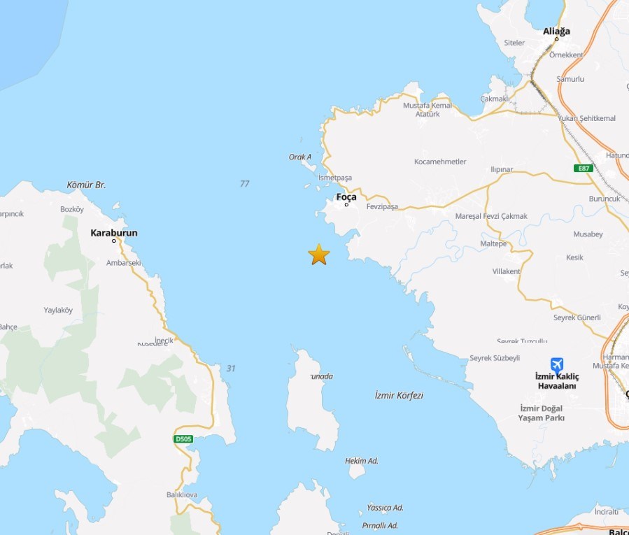 Depremin merkez üssü Foça ilçesi açıkları