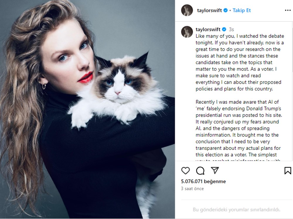 Taylor Swift Harris'e desteğini açıkladı, hayranlarından oy istedi! Seçimlerde etkili olur mu? - 3