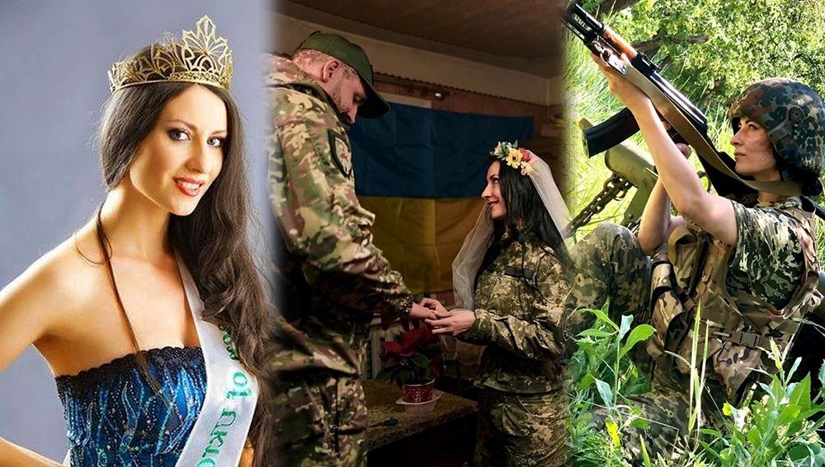 Orduya katılan Ukrayna güzeli cephede evlendi