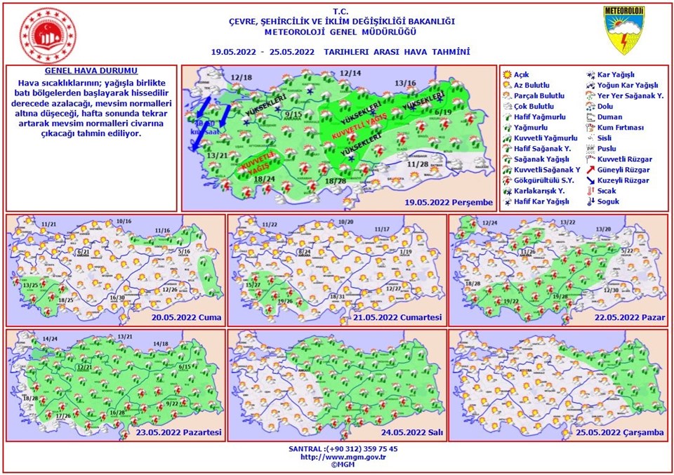 Sıcaklıklar birden düşecek, yüksek kesimlere kar geliyor (19 Mayıs 2022 hava durumu) - 1