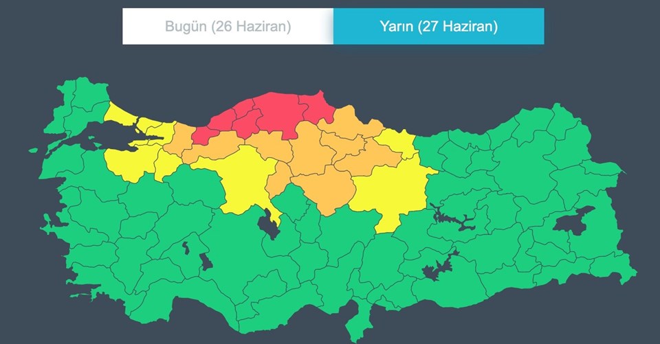 Yağışlar bugün şiddetlenecek: Meteoroloji 6 kenti kırmızı kodla uyardı - 1