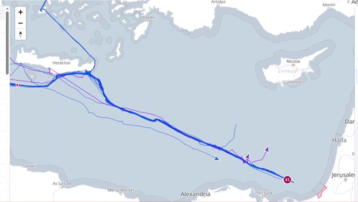 Saat 03.00 itibarıyla saldırıya maruz kalmayan gemilerin son konumu.
